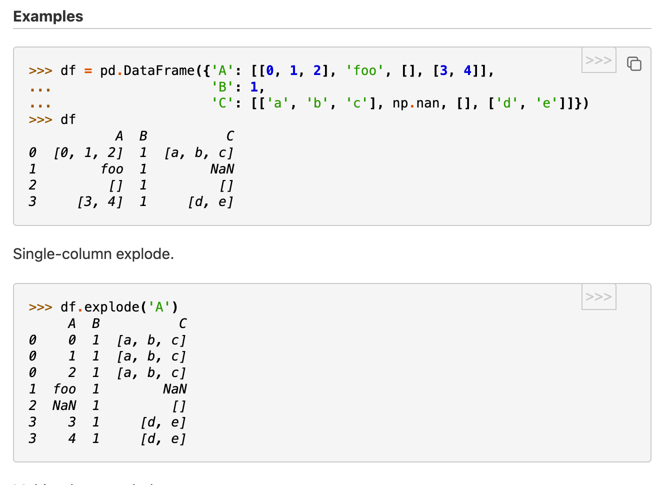 Pandas explode function